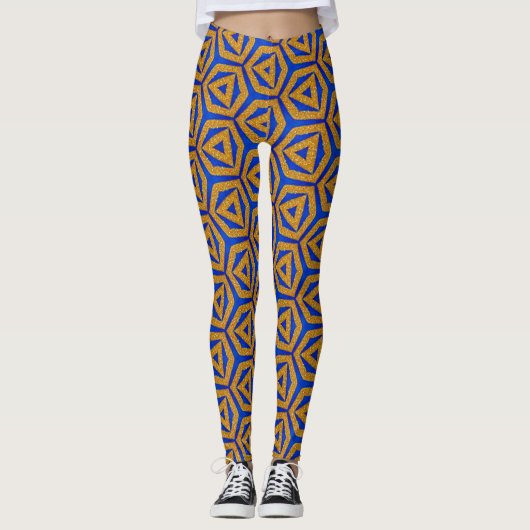 Golden en Royal Blue Leggings (Voorkant)