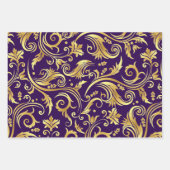 Golden en Royal Paarse Scroll Inpakpapier Vel (Voorkant 2)
