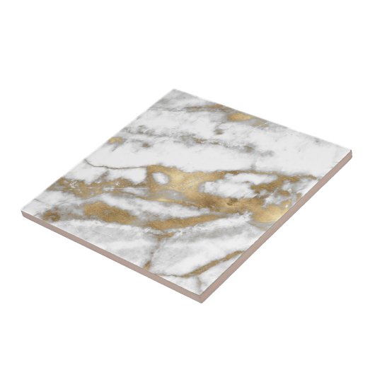 Golden en White Marble Tegeltje (Zijkant)