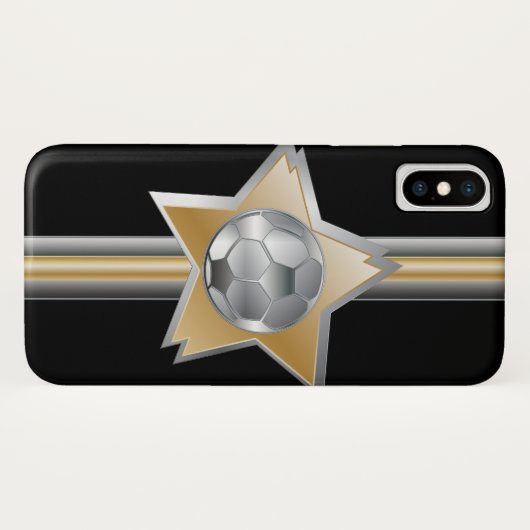 Golden en zilver Voetbal Star Case-Mate iPhone Case (Achterkant (horizontaal))