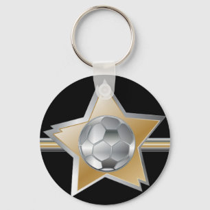 Golden en zilver Voetbal Star Sleutelhanger