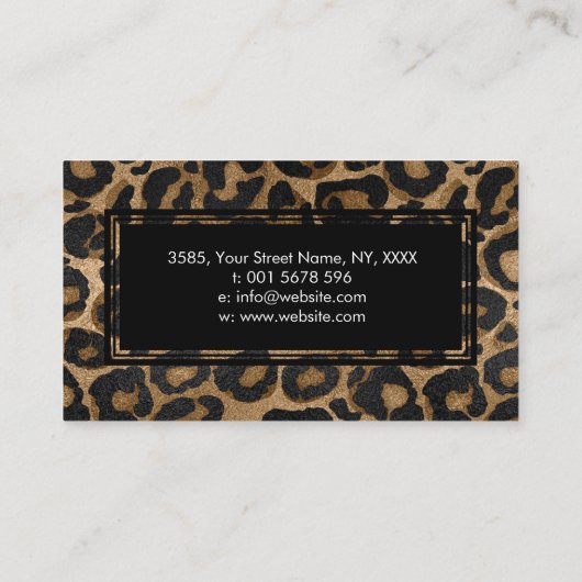 Golden en zwarte glitter Leopard/Jaguar Visitekaartje (Achterkant)