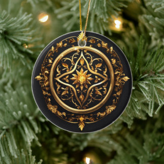 Golden Enchanted Emblem Keramisch Ornament