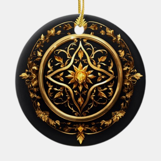 Golden Enchanted Emblem Keramisch Ornament (Voorkant)