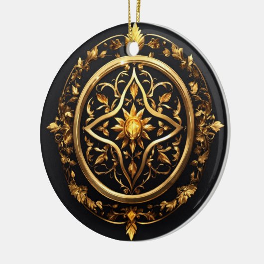 Golden Enchanted Emblem Keramisch Ornament (Links)