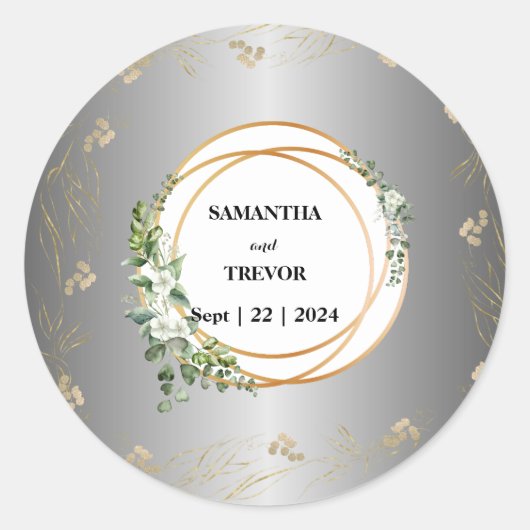 Golden Enchantment: gepersonaliseerde botanische S Ronde Sticker (Voorkant)