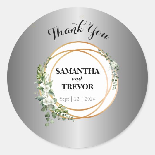 Golden Enchantment: gepersonaliseerde botanische S Ronde Sticker (Voorkant)