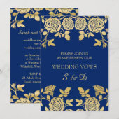 Golden English rozen op blue Vow Renewal Kaart (Voorkant / Achterkant)