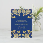 Golden English rozen op blue Vow Renewal Kaart (Staand voorkant)