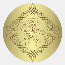 Golden Engraved Kijk Wedding Ronde Sticker