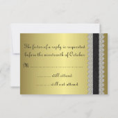 Golden Engraved Kijk Wedding RSVP Kaartje (Achterkant)