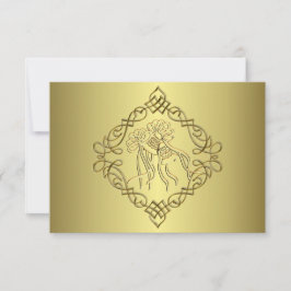 Golden Engraved Kijk Wedding RSVP Kaartje
