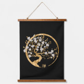 Golden Enso Zen Circle Sakura boom Hangend Wandkleed (Voorkant)