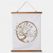 Golden Enso Zen Circle Sakura boom Hangend Wandkleed (Voorkant)