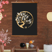 Golden Enso Zen Circle Sakura boom Hangend Wandkleed