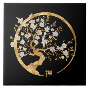 Golden Enso Zen Circle Sakura boom Tegeltje
