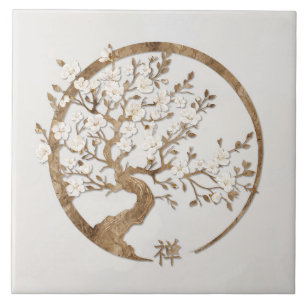 Golden Enso Zen Circle Sakura boom Tegeltje