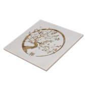 Golden Enso Zen Circle Sakura boom Tegeltje (Zijkant)