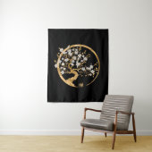 Golden Enso Zen Circle Sakura boom Wandkleed (In situ)