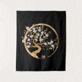 Golden Enso Zen Circle Sakura boom Wandkleed (Voorkant)