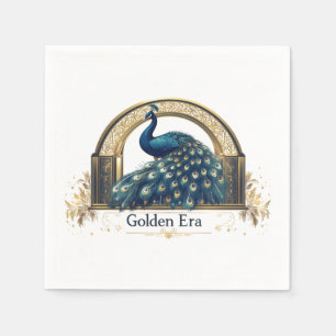 Golden Era Logo met elegant pauw ontwerp Servet