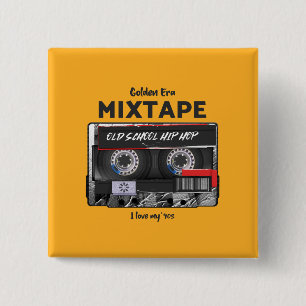 Golden Era Mixtape 90's Old School Hip-Hop Vibes Vierkante Button 5,1 Cm