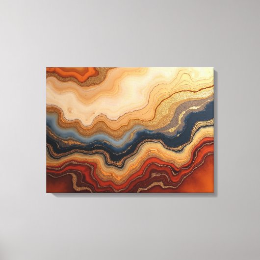 Golden Erosion – 24"x18" Abstract Fluid Canvas Pri Afdruk (Voorkant)