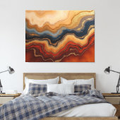 Golden Erosion – 40"x 32" Abstract Fluid Canvas Pr (Insitu (Slaapkamer))