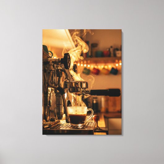 Golden Espresso Ritual – Warm Coffee Art Canvas Afdruk (Voorkant)