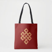 Golden Eternal Knot op Maroon Tote Bag (Voorkant)