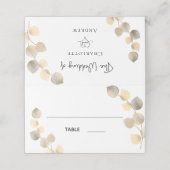 Golden eucalyptus folia bruiloft plaatskaartje (Buitenkant ongevouwen)