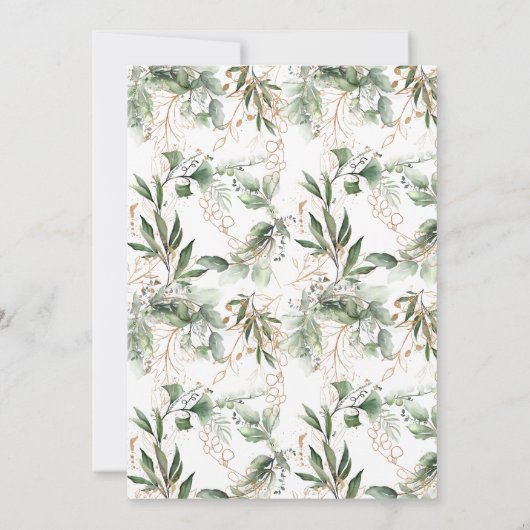 Golden Eucalyptus Wreath Monogram Weddenschap Kaart (Achterkant)