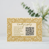 Golden Ever After QR Code Wedding RSVP Kaart (Staand voorkant)
