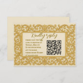 Golden Ever After QR Code Wedding RSVP Kaart (Voorkant / Achterkant)