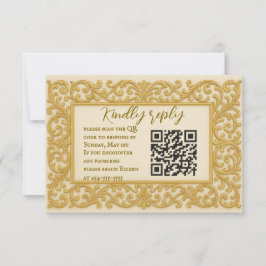 Golden Ever After QR Code Wedding RSVP Kaart