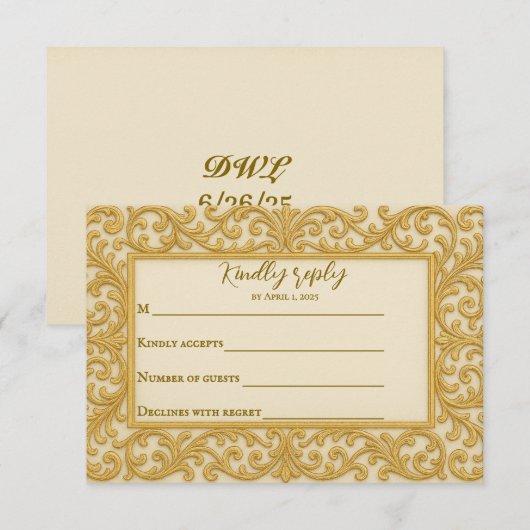 Golden Ever After Wedding RSVP Card (Voorkant / Achterkant)
