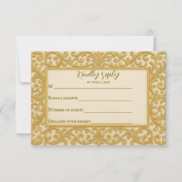 Golden Ever After Wedding RSVP Card Kaartje