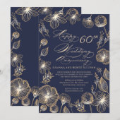 Golden exotische bloemen 60th Wedding Jubileum Kaart (Voorkant / Achterkant)