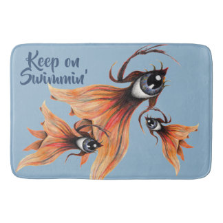 Golden Eye Surreal Goldfish Fantastische kunst Elk Badmat
