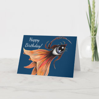 Golden Eye Surreal Goldfish Fantasy Art Birthday Kaart