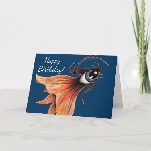 Golden Eye Surreal Goldfish Fantasy Art Birthday Kaart (Voorkant)