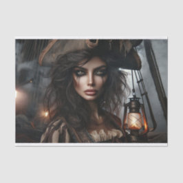 Golden-Eyed Ghostly Pirate Captain Decoupage Papie Tissuepapier