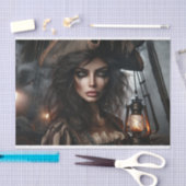 Golden-Eyed Ghostly Pirate Captain Decoupage Papie Tissuepapier (Craft)