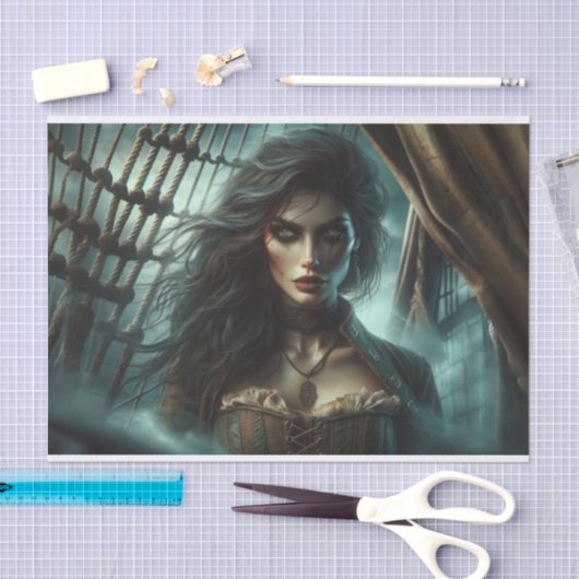 Golden-eyed Mystical Pirate Decoupage Papier (Craft)