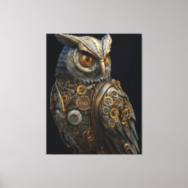 Golden-Eyed Steampunk Owl Canvas Afdruk