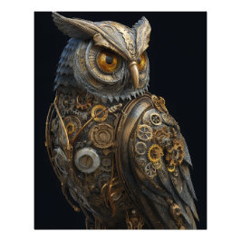 Golden-Eyed Steampunk Owl Foto Afdruk