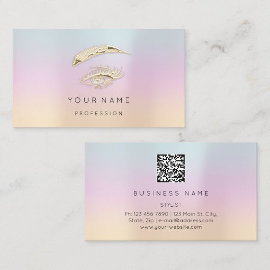 Golden Eyelash Brows Microblade QRCODE Logo Visitekaartje (Voorkant / Achterkant)