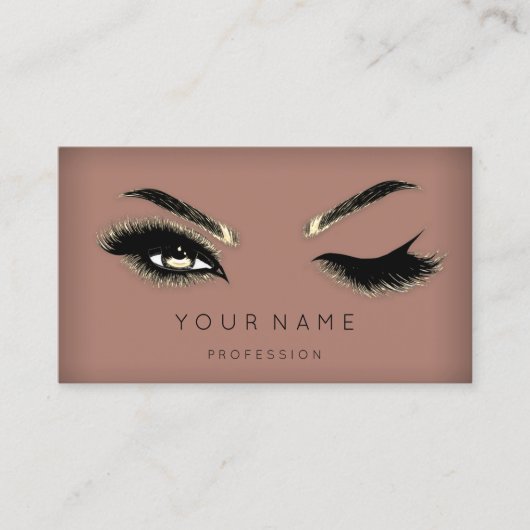 Golden Eyelash Brows Microblading QRCODE Logo Huid Visitekaartje (Voorkant)