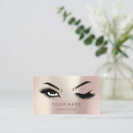 Golden Eyelash Brows Microblading QRCODE Logo Roos Visitekaartje (Staand voorkant)