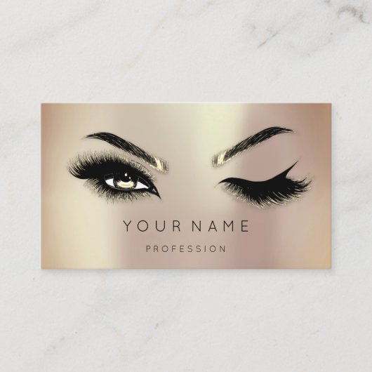 Golden Eyelash Brows Microblading QRCODE Logo Roos Visitekaartje (Voorkant)